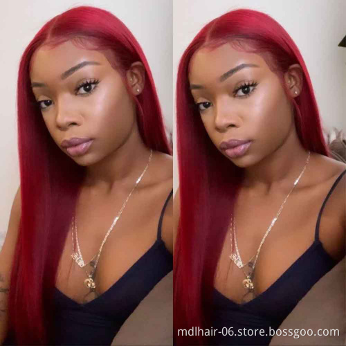 Hot Sale High Quality 13x4 Lace Frontal Wigs 99J 150% Density Straight Brazilian Human Hair Wigs Factory Wholesale